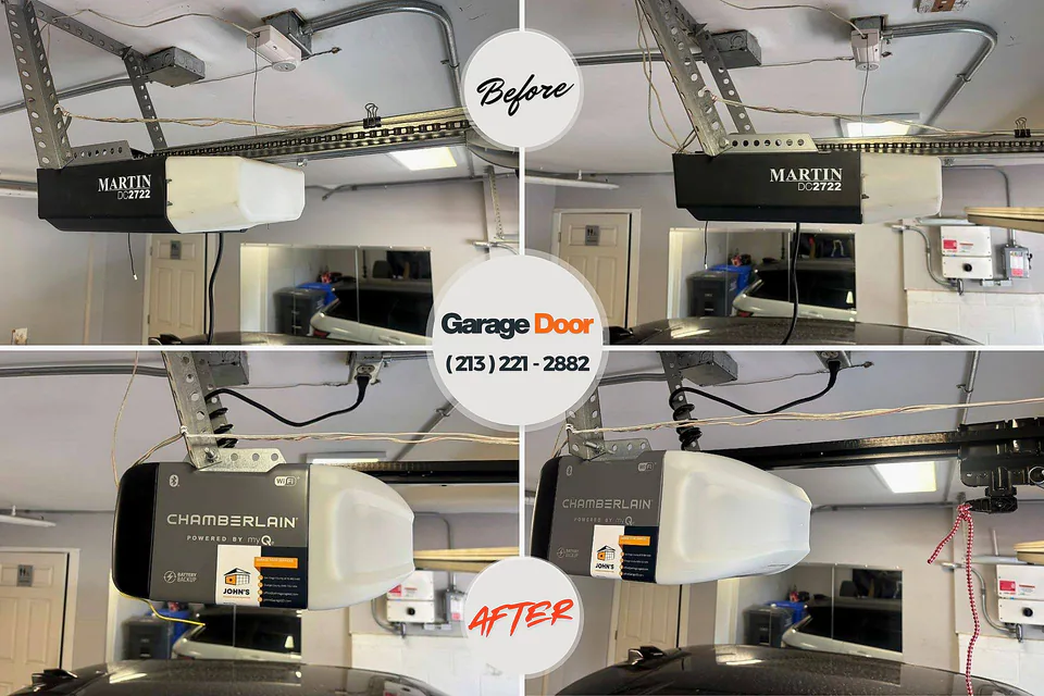 Before and after: garage door spring repair Granger, TX
